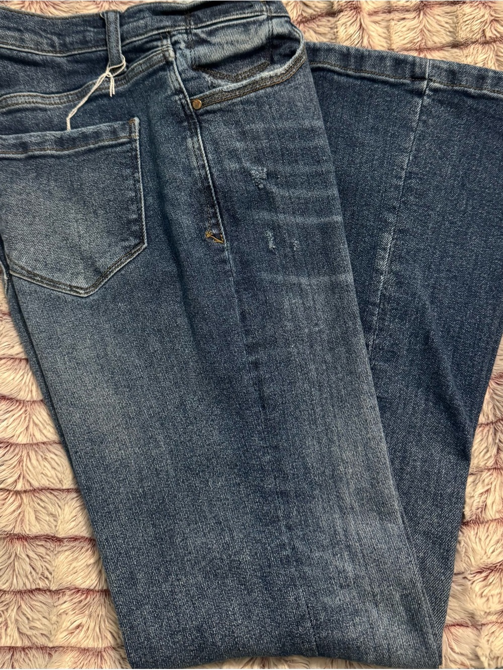 Kensie Dark Indigo Jeans with Pink Topstitching